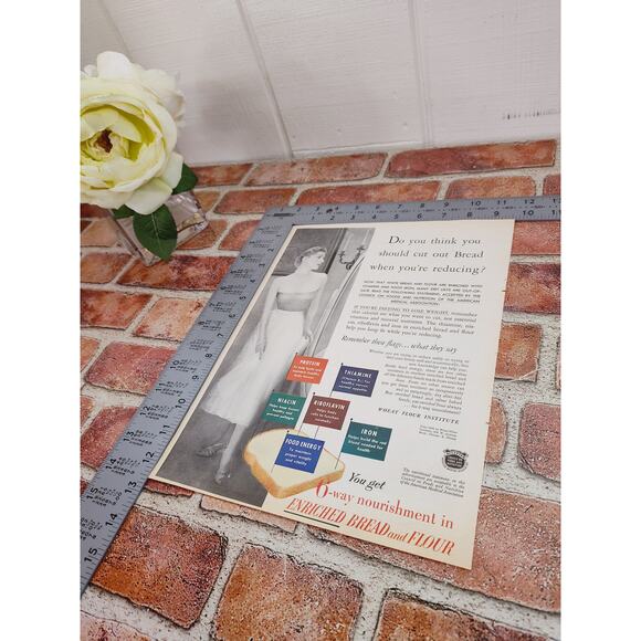 1950 Wheat Flour Institute Bread Elegant Woman - Diet Advice - Vtg Print Ad - Picture 5 of 6